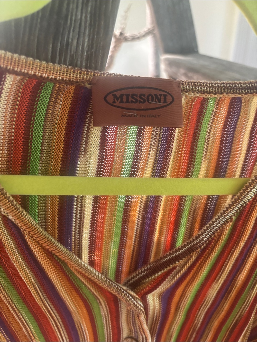 vintage Missoni Multicolor Striped V-Neck Button Front Top - Picture 5 of 7